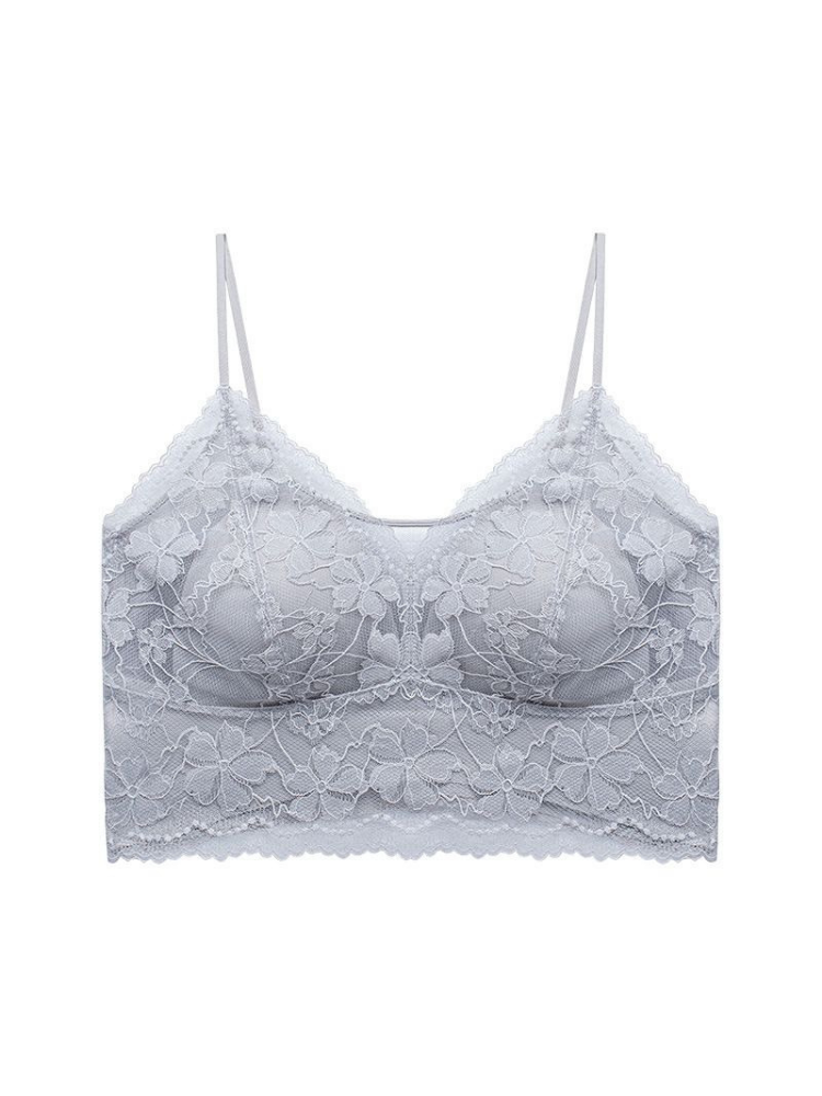 【ノンワイヤー】花柄レース 肌触りのよいシームレスブラレット