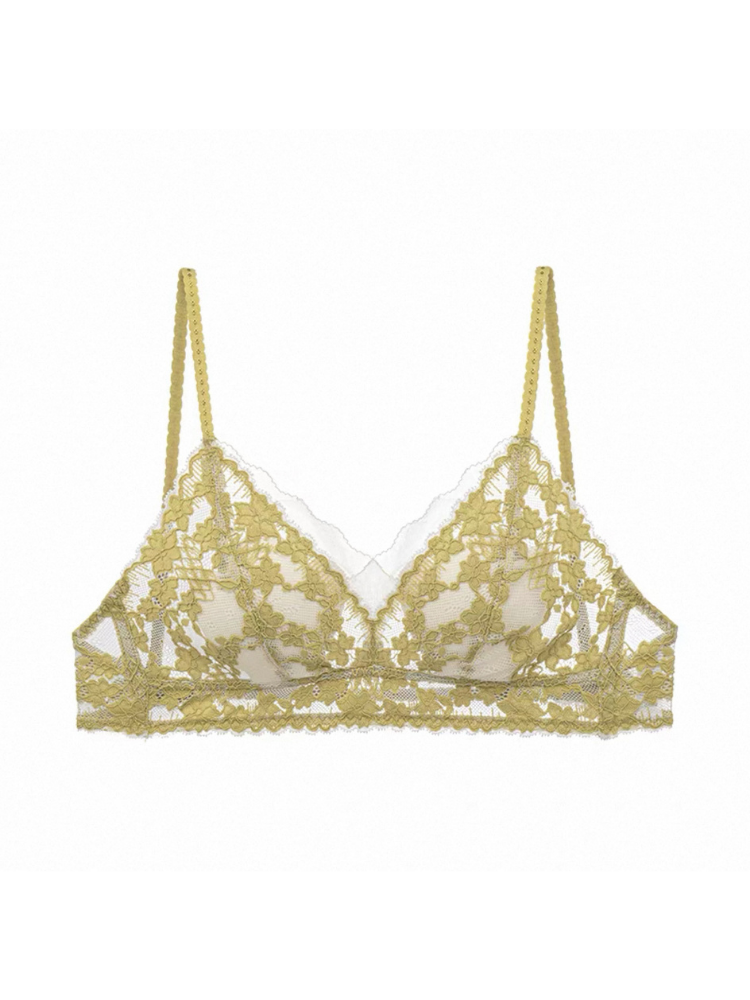 【ノンワイヤー】軽やかな着心地 総レース配色ブラ&ショーツ