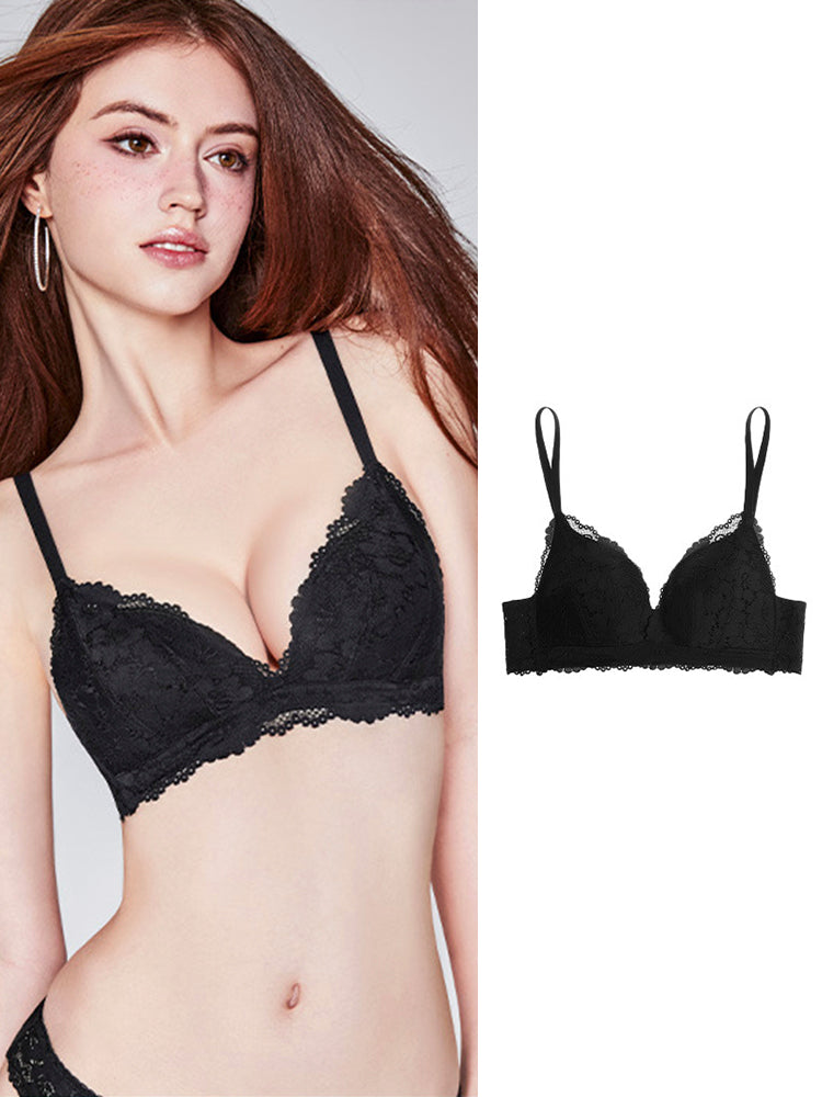 【ノンワイヤー】総レースブラ 下厚カップ