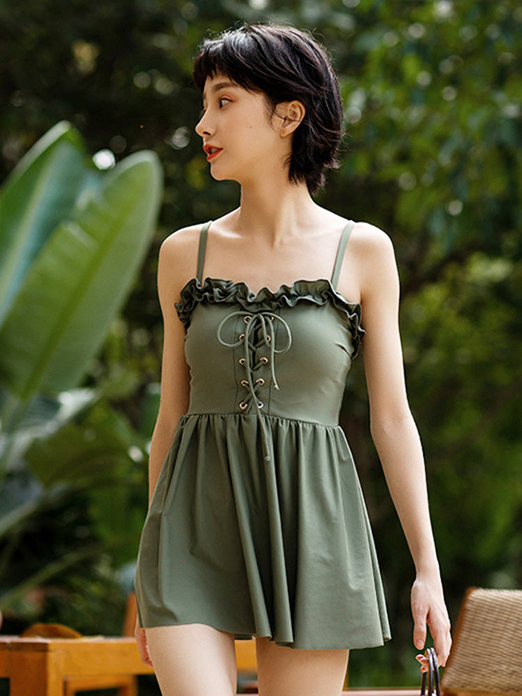 【ノンワイヤー】フリルワンピース水着