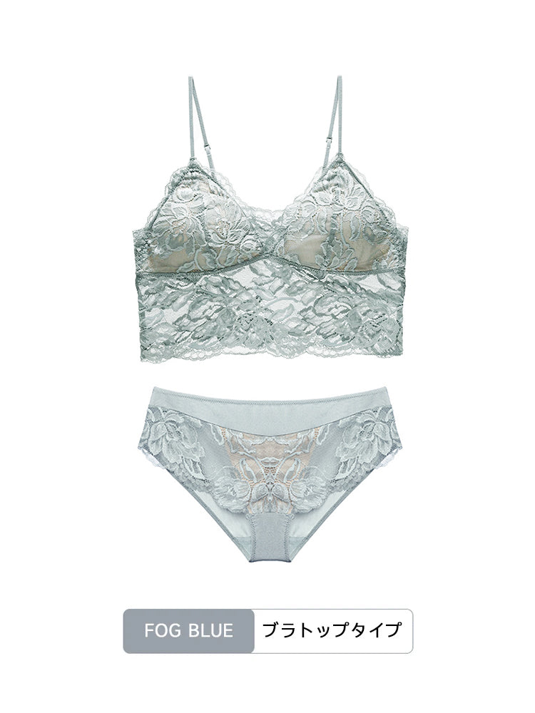 【ノンワイヤー】美背中 花柄レース ノンワイヤーブラセット