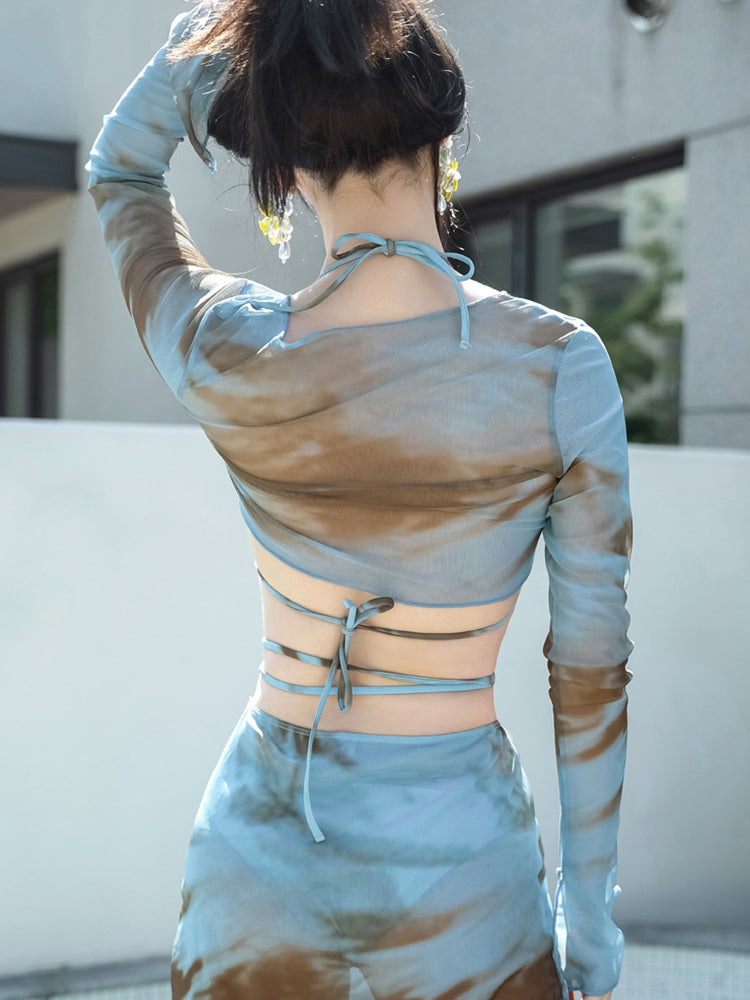 【ノンワイヤー】プリント柄 ビキニ4点セット