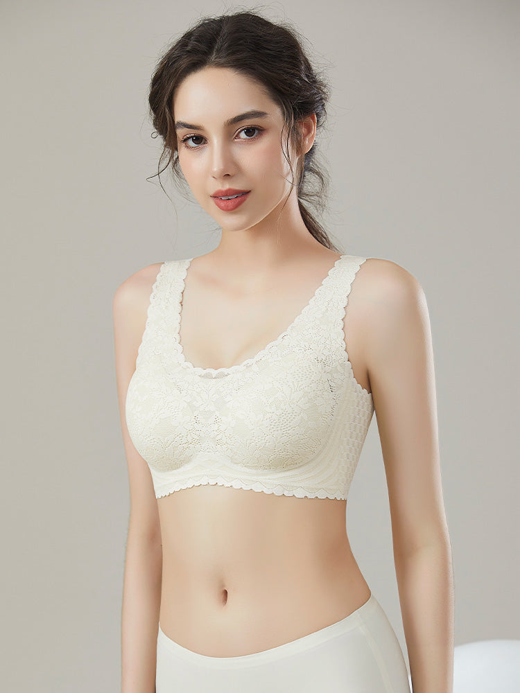 【ノンワイヤー】アウターに響かないレースカバー ノンワイヤー 無縫製ブラ