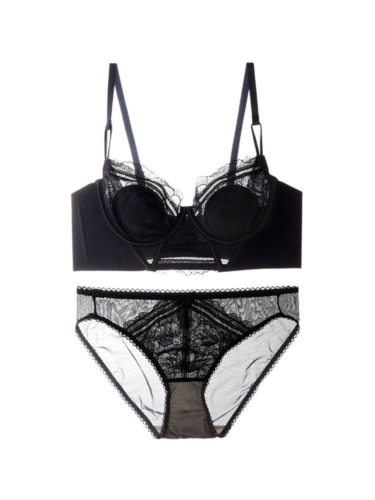 【在庫処分・エアリー】背中スッキリ 着やせブラ&ショーツセット