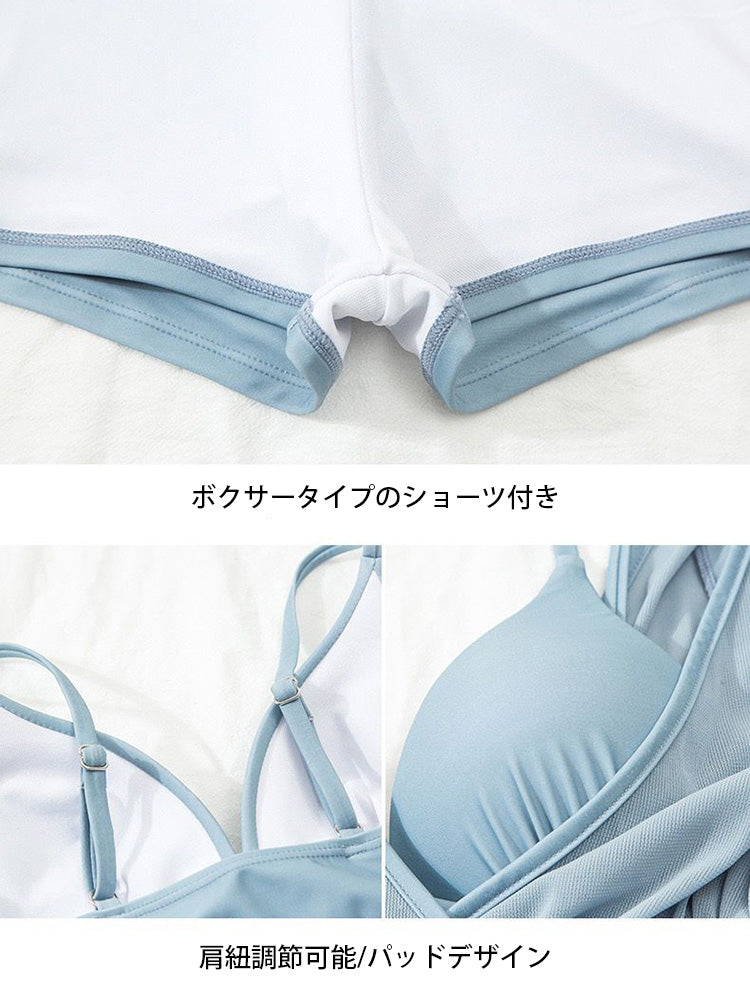 【ノンワイヤー】シアーワンピース付き お洋服っぽい水着