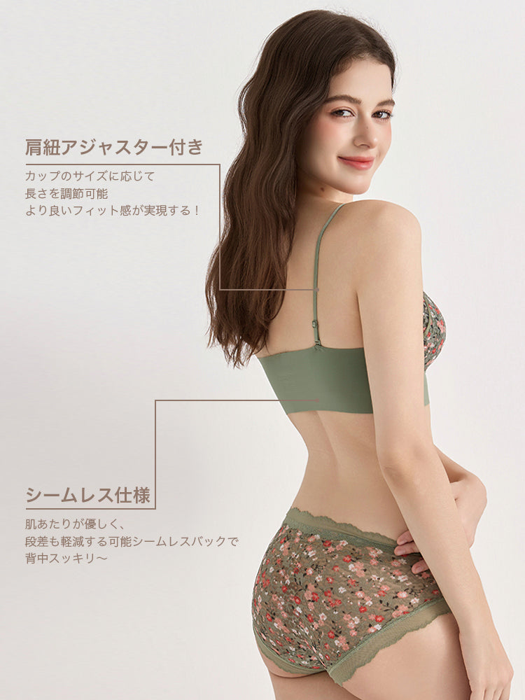 【ノンワイヤー】繊細な花柄の総レースノンワイヤーブラ