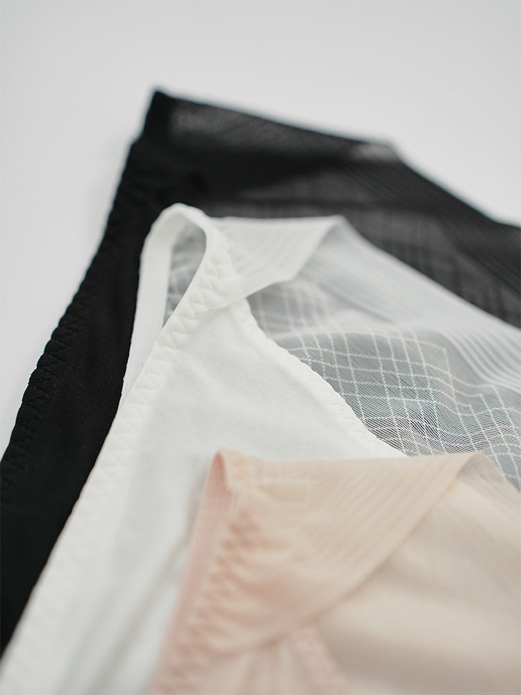 透け感 レーストリム メッシュショーツ クロッチ100%マルベリーシルク