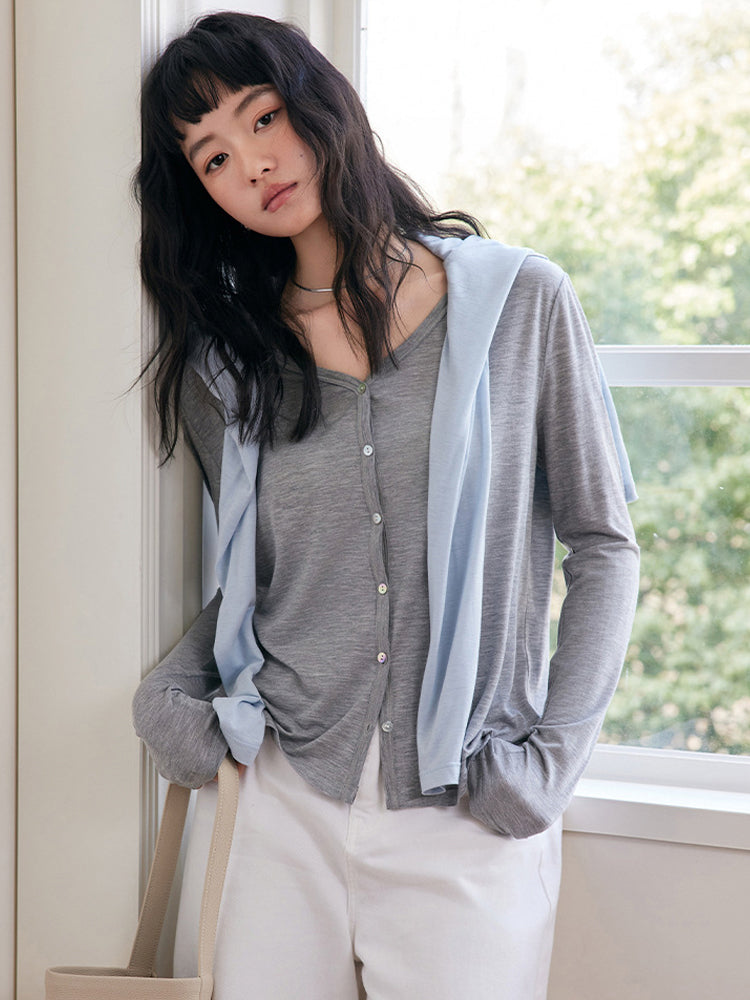 【優しい肌触り】ライセル繊維 カーディガン(長袖)