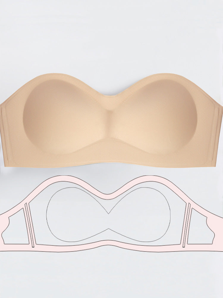 【ズレにくい・ノンワイヤー】シームレスストラップレスブラ