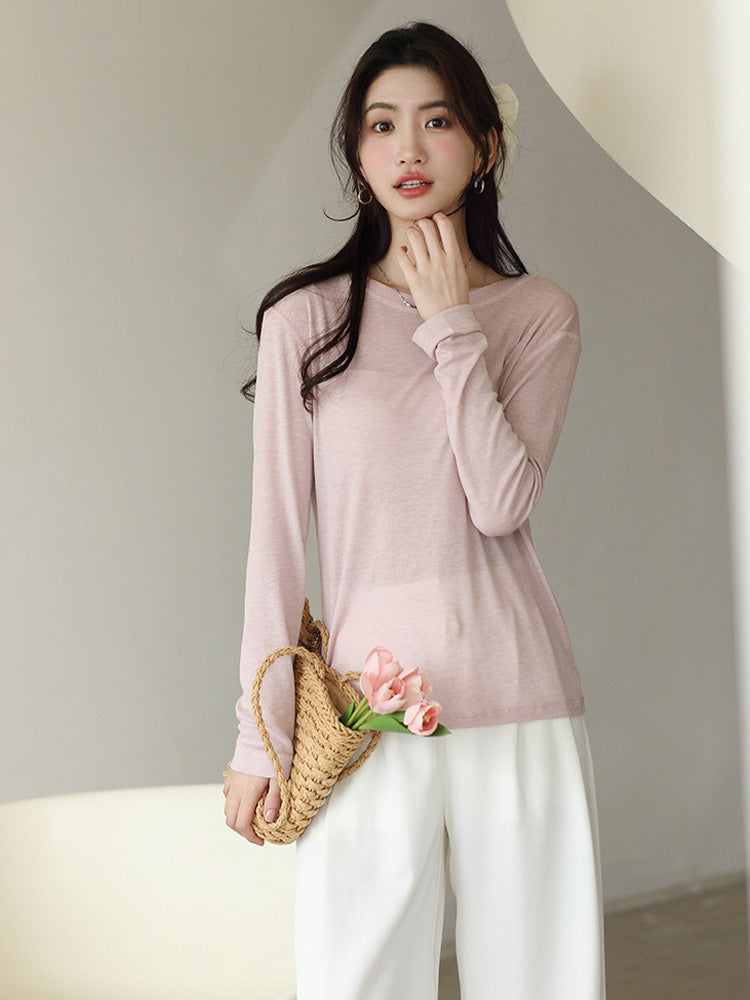 【在庫処分】透け感があるプルオーバー長袖