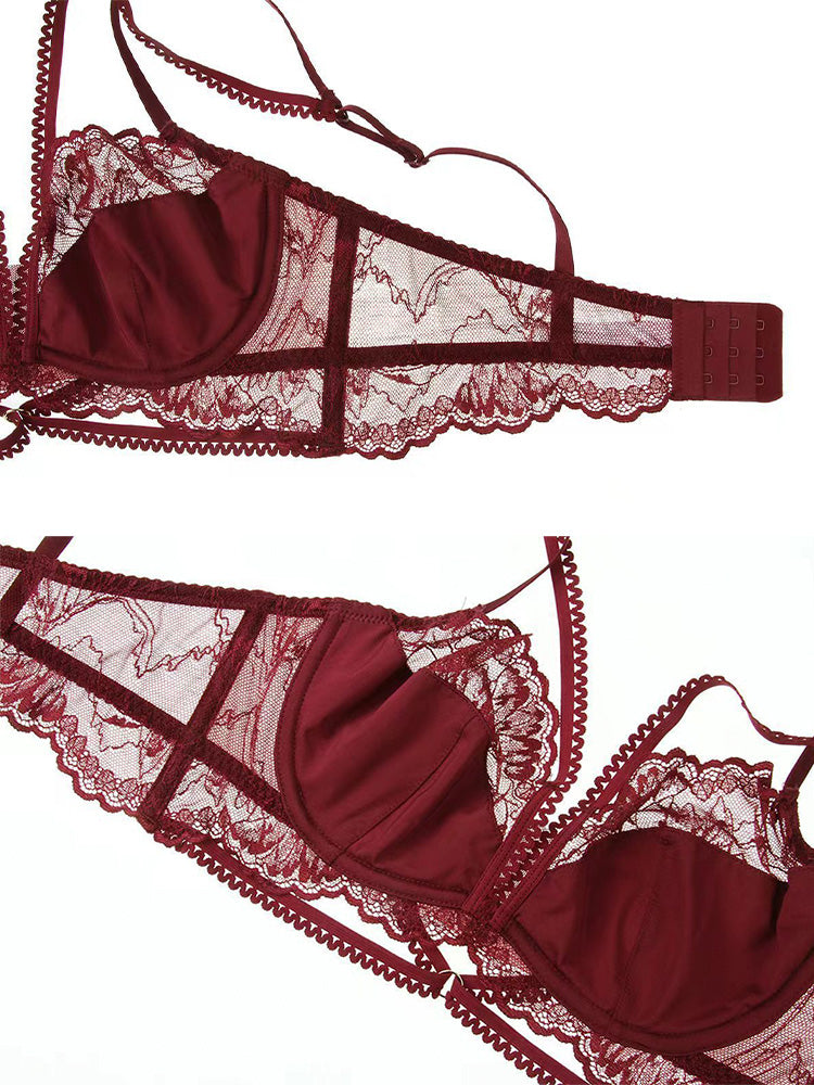 【在庫処分・ワイヤー入り】大人セクシー ノンパテッド 総レースブラ&ショーツ