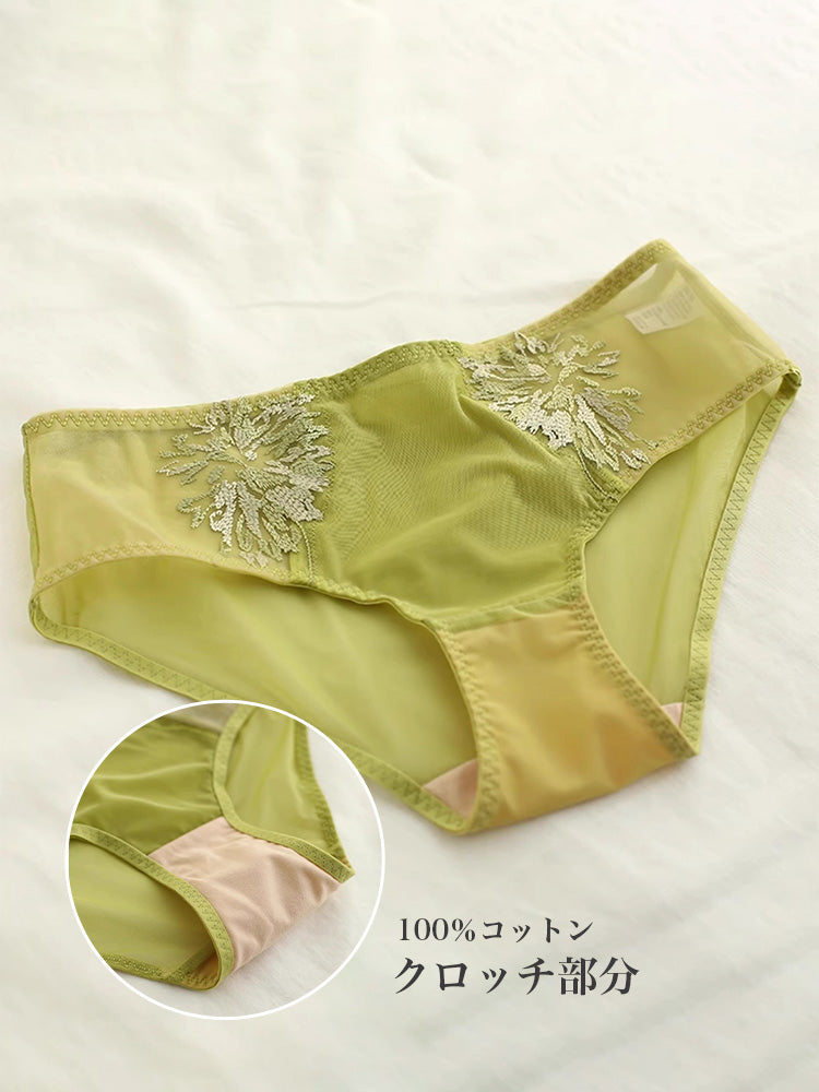 【エアリー・ワイヤー入り】花柄刺しゅうブラセット 3/4カップ