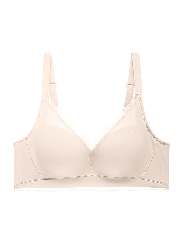 【ノンワイヤー】【3/4カップ】100%マルベリーシルク裏地 プッシュアップブラ