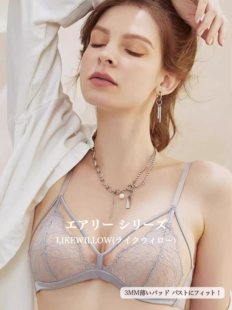 【ノンワイヤー】総レース ノンワイヤー通気ブラ&ショーツ