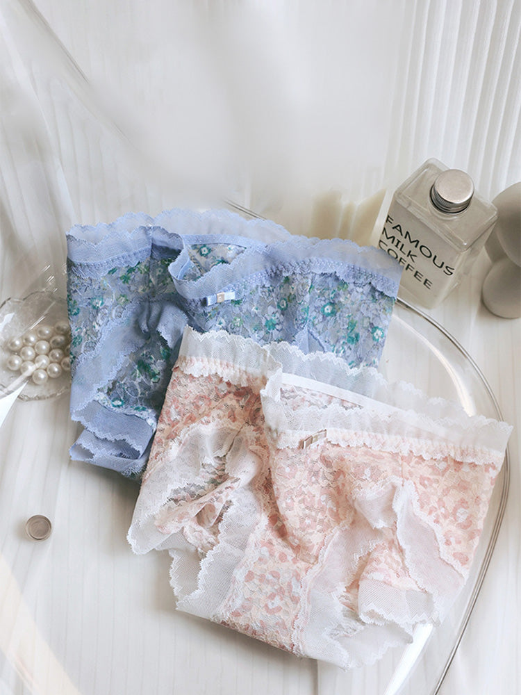 花柄 総レースショーツ はきこみ丈ふつう