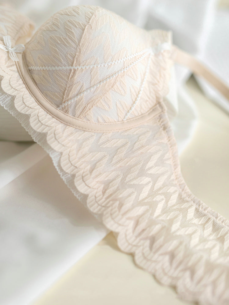 【ノンワイヤー盛れる】総レース 下厚パッドブラ&ショーツ