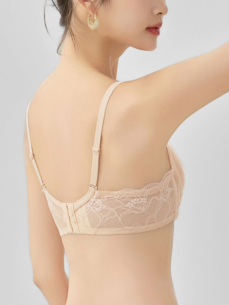 【ノンワイヤー盛れる】下厚パッド 大人っぽい総レースブラ&ショーツ