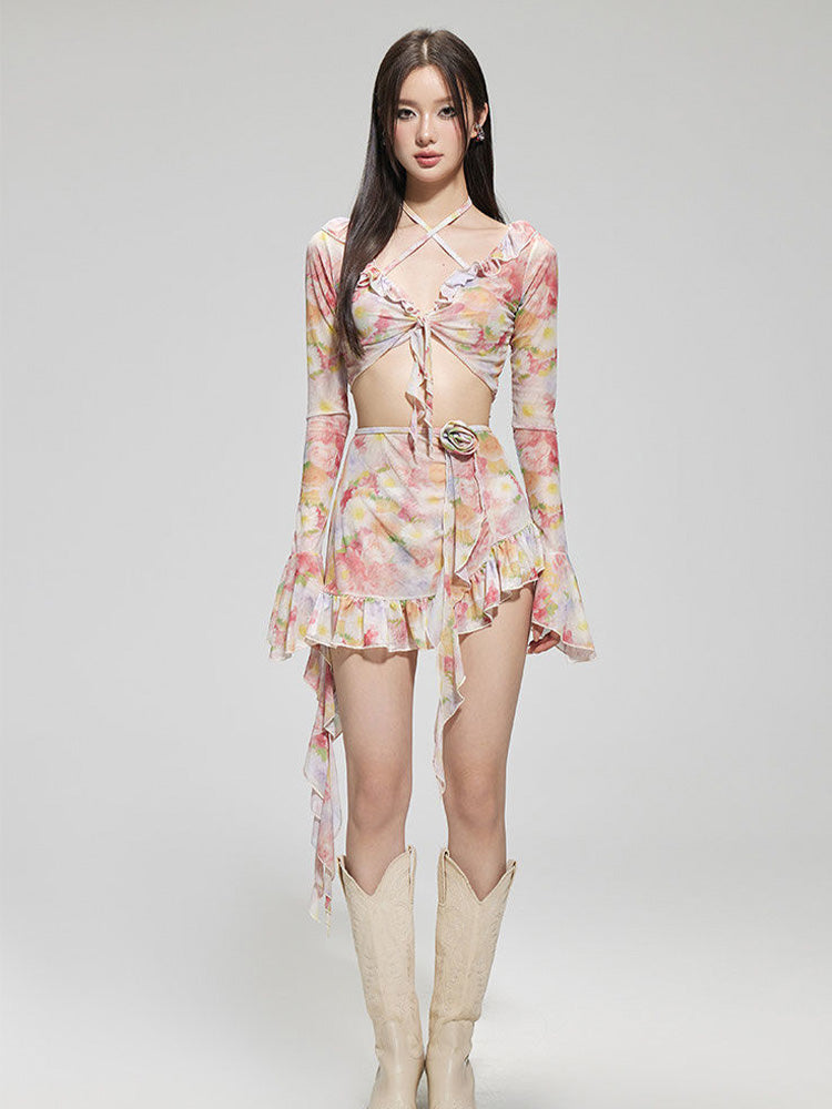 【ノンワイヤー】オシャレワイヤー付きビキニ4点セット