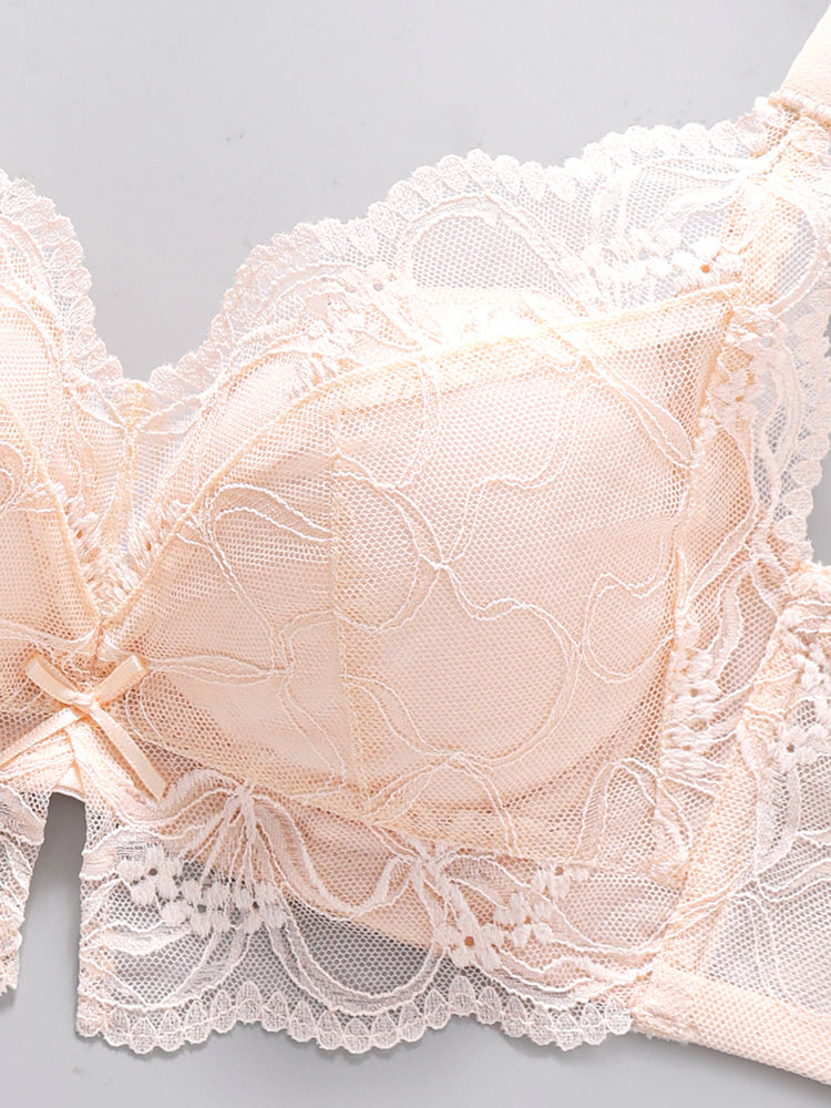 【ノンワイヤー盛れる】下厚パッド 大人っぽい総レースブラ&ショーツ