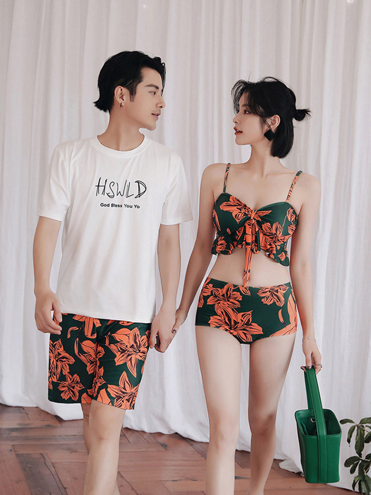 リリー柄ペア水着(男) ポケット付き