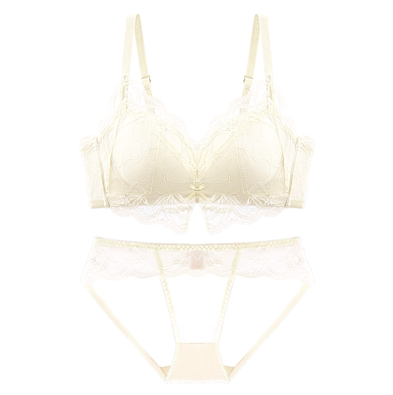 【ノンワイヤー盛れる】下厚パッド 大人っぽい総レースブラ&ショーツ