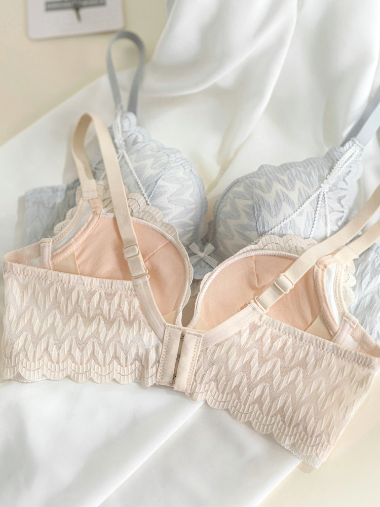 【ノンワイヤー盛れる】総レース 下厚パッドブラ&ショーツ