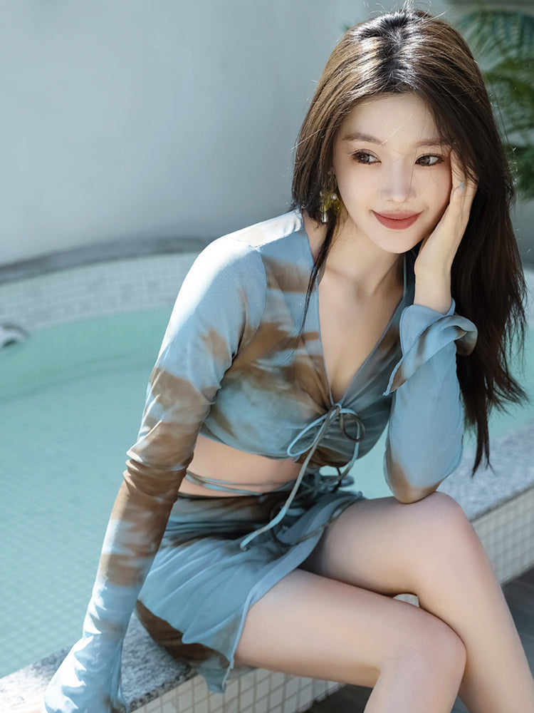 【ノンワイヤー】プリント柄 ビキニ4点セット