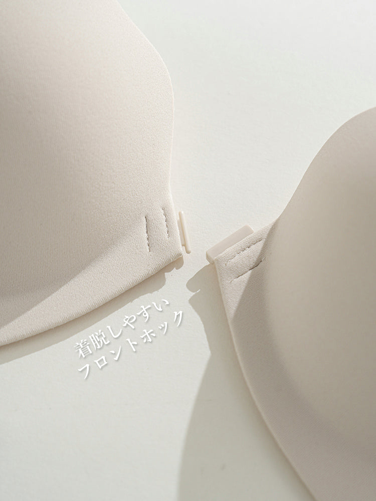 【ノンワイヤー】フロントホックブラジャー 自胸で谷間メイク