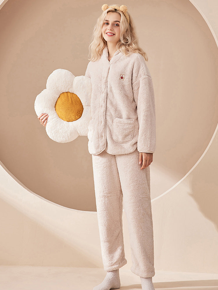 ボタン開閉 もこもこルームウェア