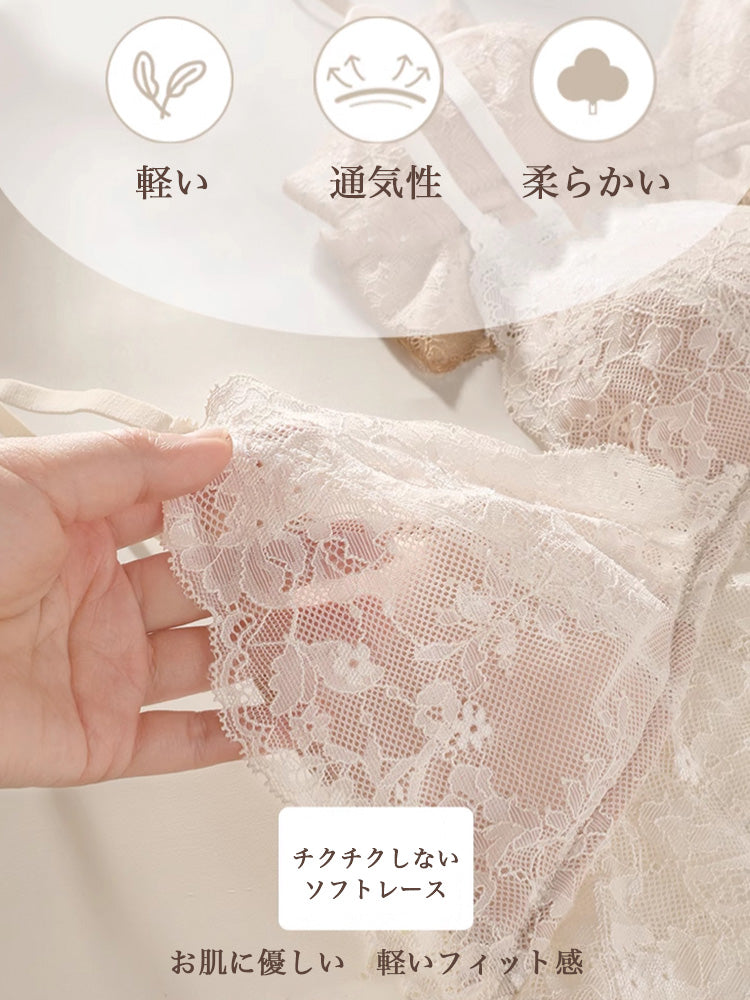 【ノンワイヤー】三角パッド 総レースデザイン ブラジャー