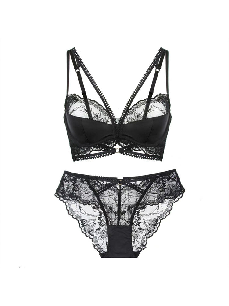 【在庫処分・ワイヤー入り】大人セクシー ノンパテッド 総レースブラ&ショーツ