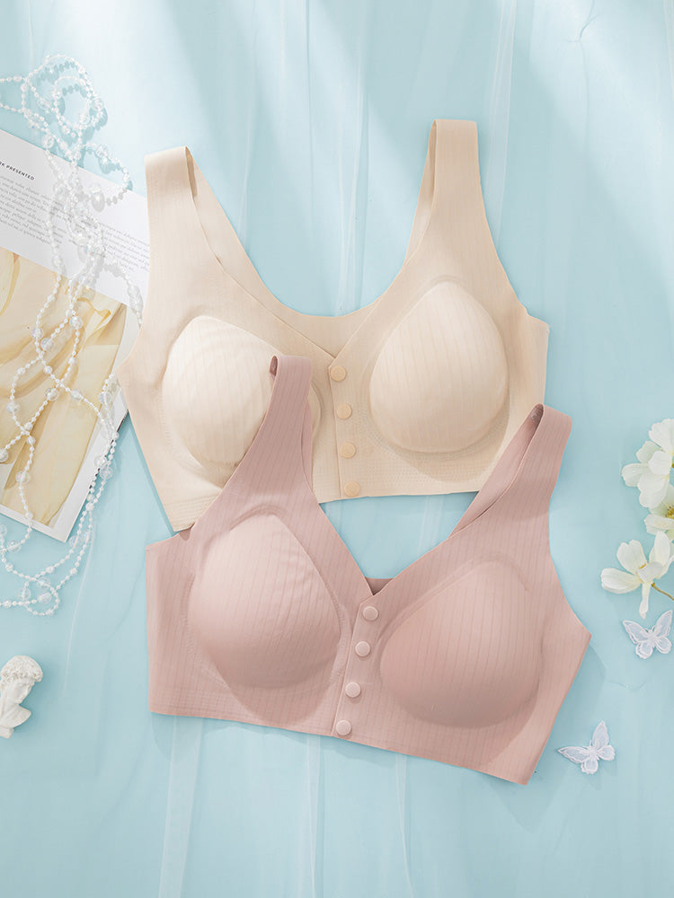 【ノンワイヤー】前開きブラ シルク裏地