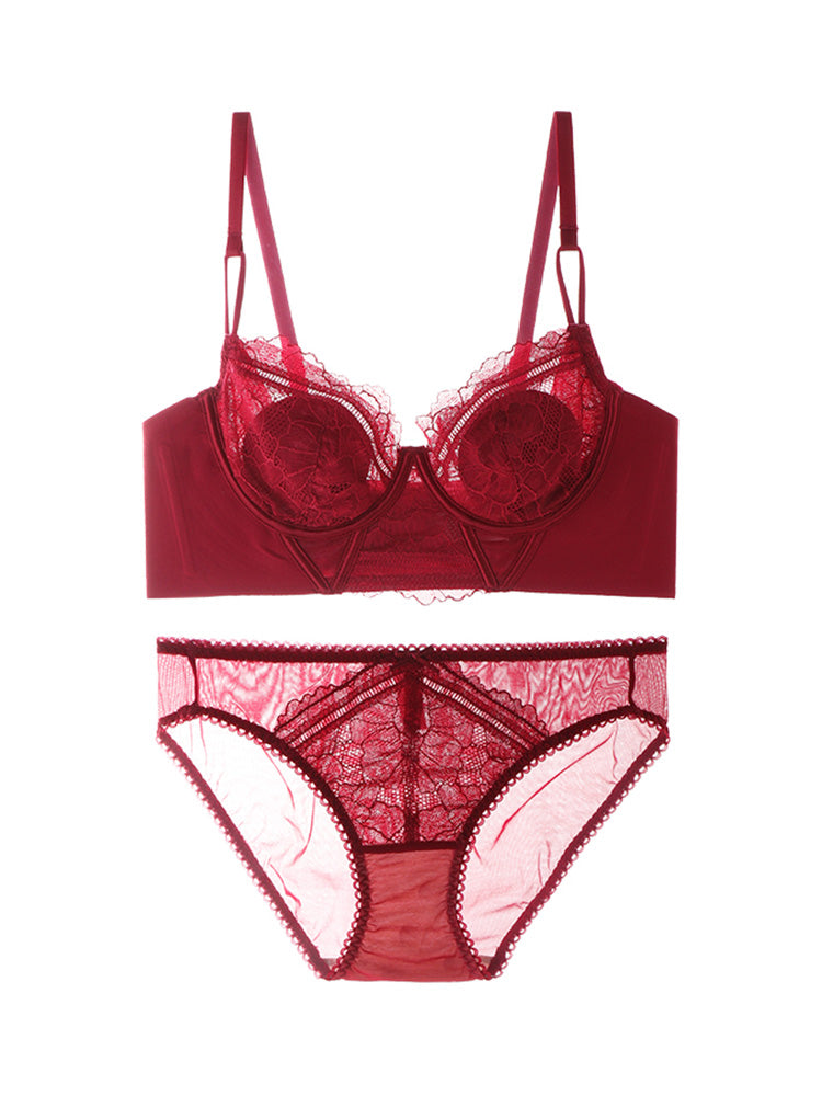 【在庫処分・エアリー】背中スッキリ 着やせブラ&ショーツセット