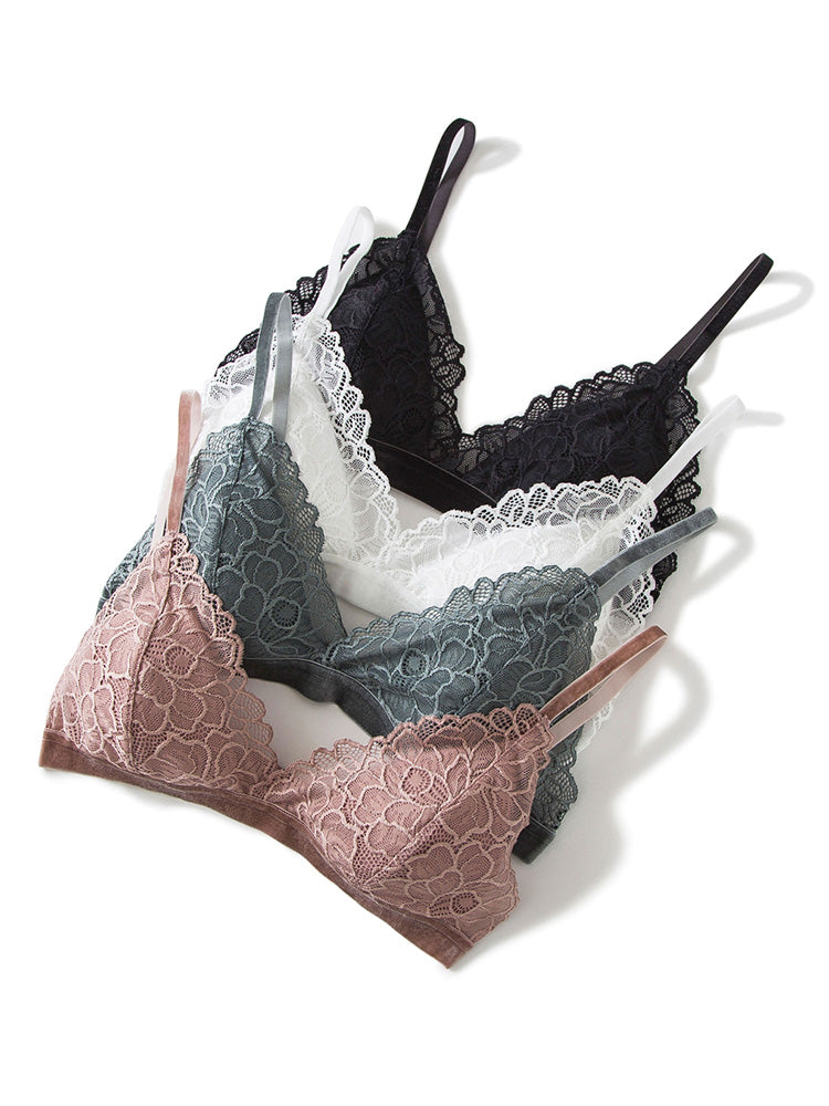 【ノンワイヤー】総レースノンワイヤーブラ シルク裏地