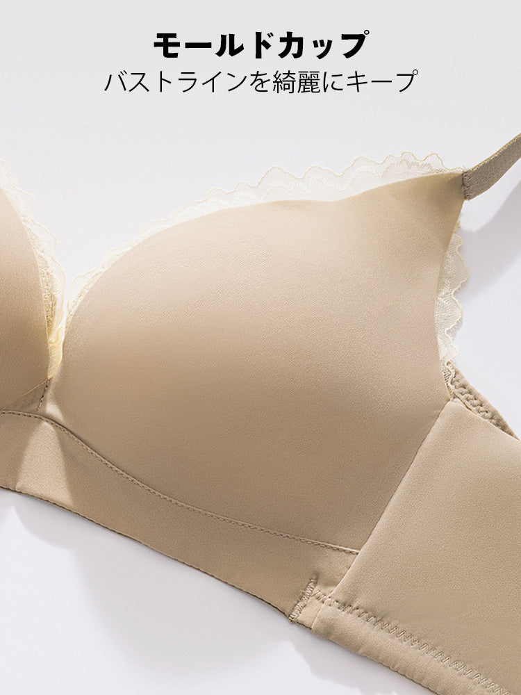 【3/4カップ】シムレース ノンワイヤーブラ 動いてもズレあがりにくい(シルク素材使用)