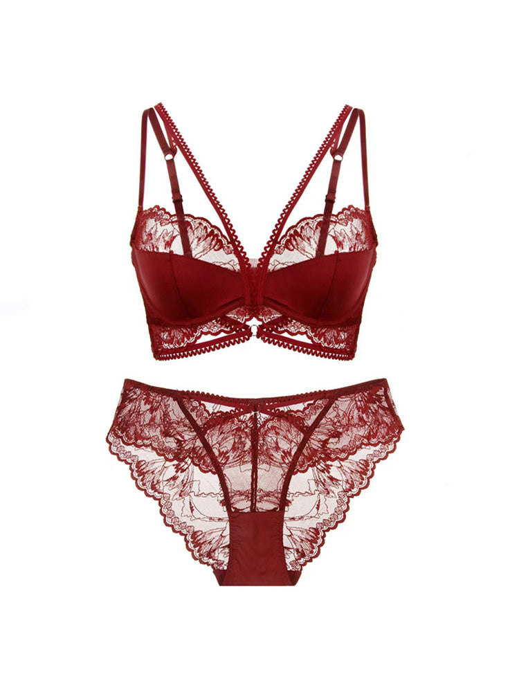 【在庫処分・ワイヤー入り】大人セクシー ノンパテッド 総レースブラ&ショーツ