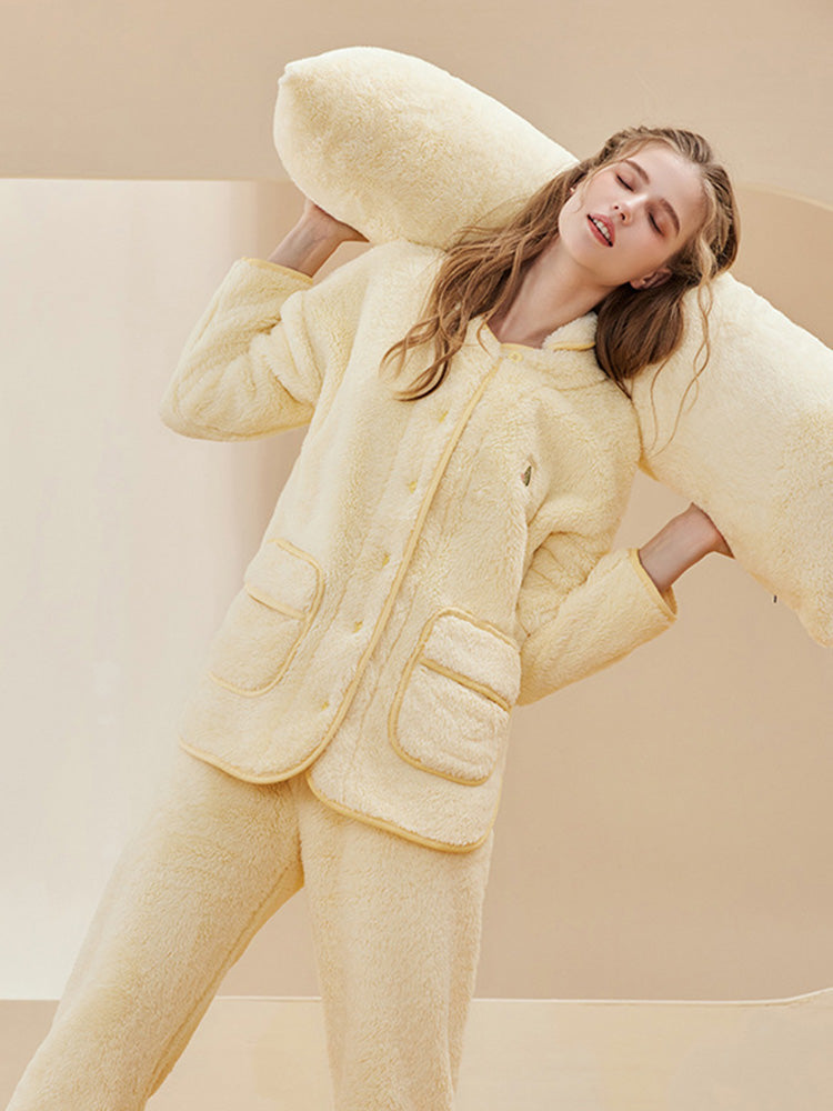 ボタン開閉 もこもこルームウェア