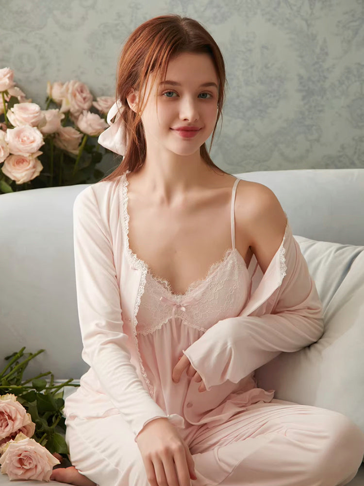 【1日の疲れを癒す】レースルームウエア3点セット