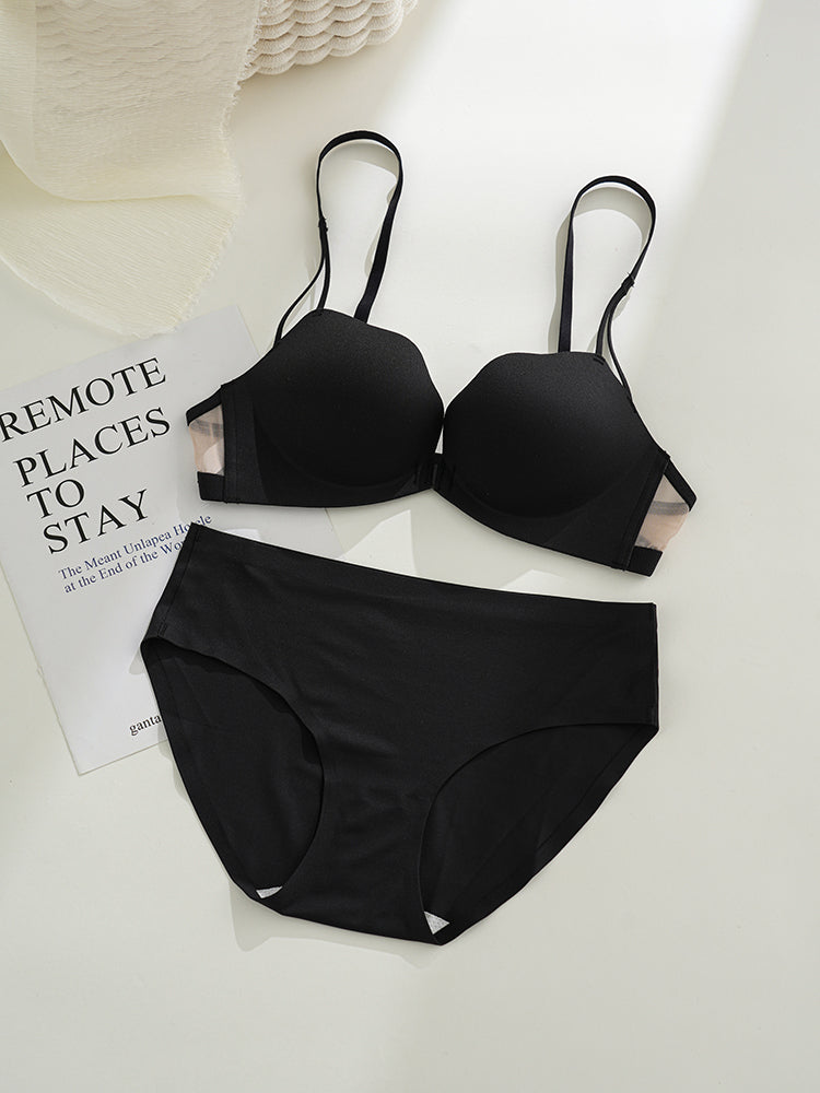 【ノンワイヤー】フロントホックブラジャー 自胸で谷間メイク