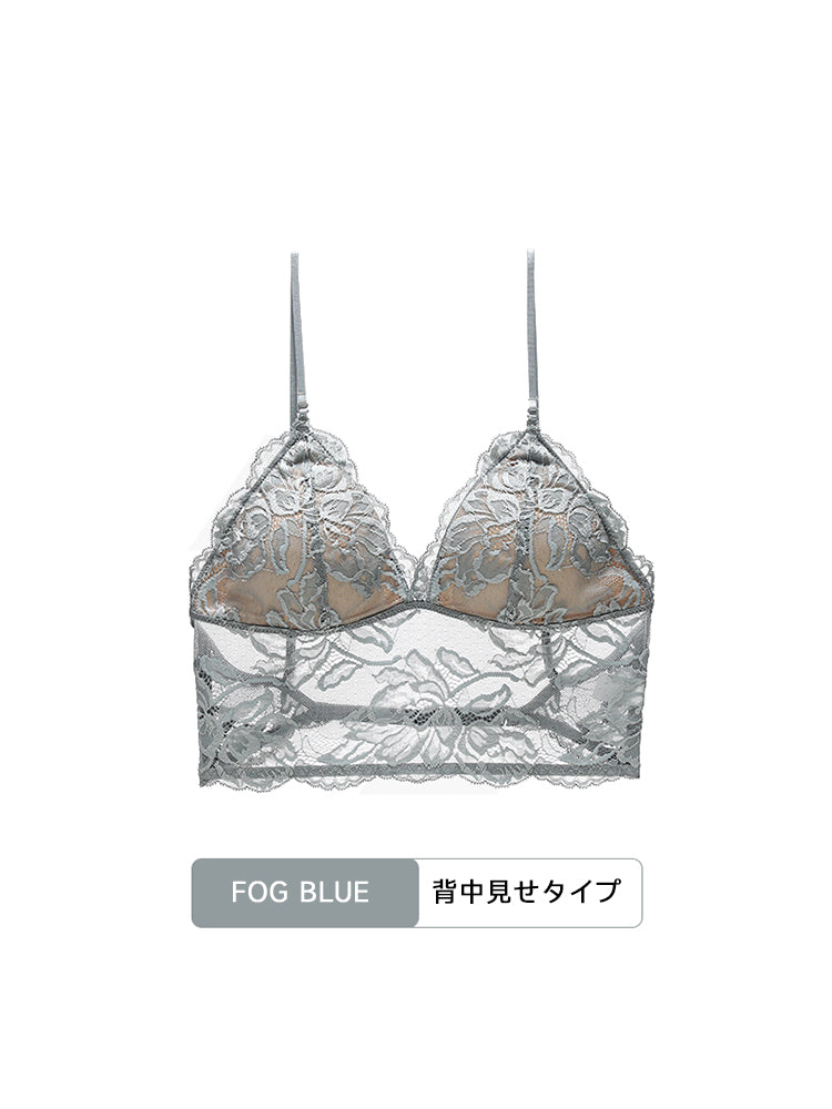 【ノンワイヤー】美背中 花柄レース ノンワイヤーブラセット