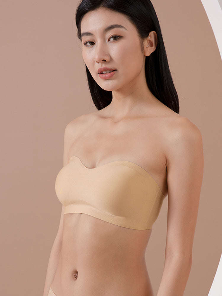 【ズレにくい・ノンワイヤー】シームレスストラップレスブラ