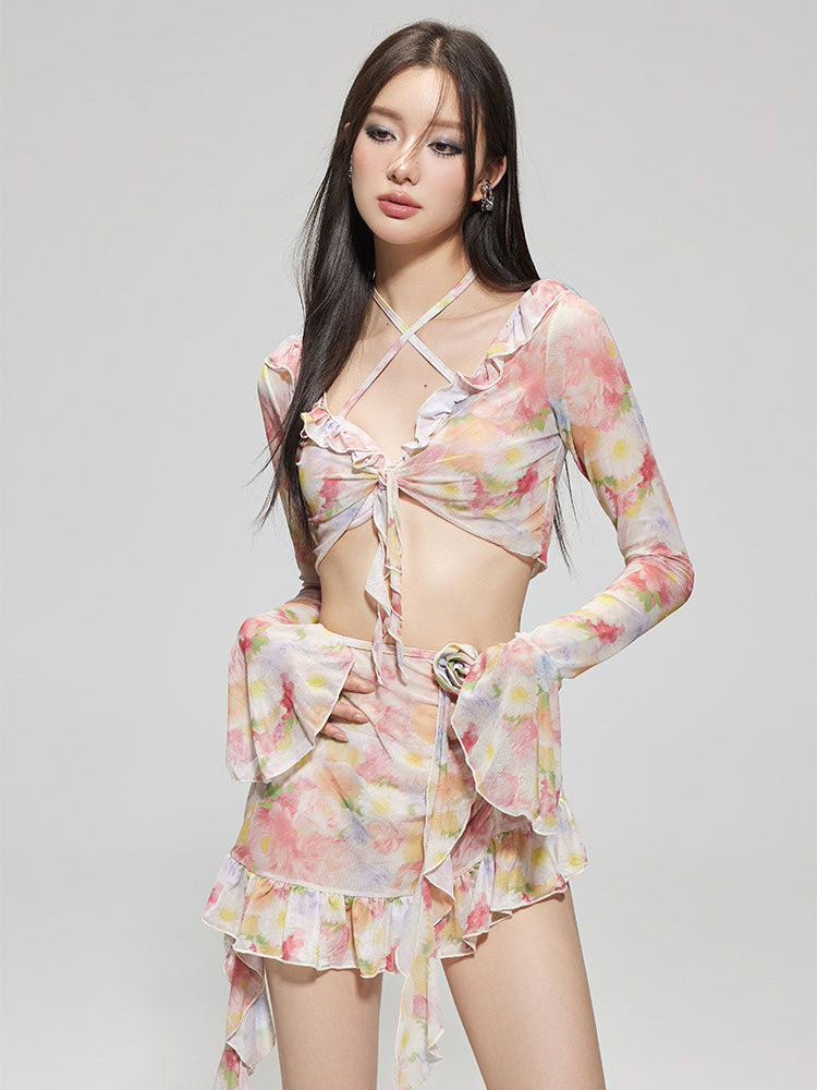 【ノンワイヤー】オシャレワイヤー付きビキニ4点セット