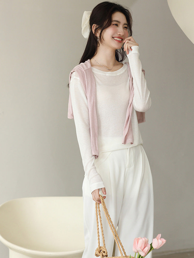 【在庫処分】透け感があるプルオーバー長袖