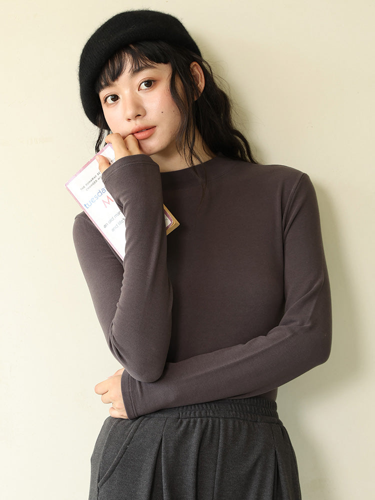 ふんわり軽い ハイネックニット ウール混 インナー
