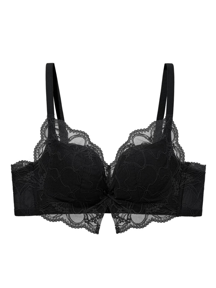 【ノンワイヤー盛れる】下厚パッド 大人っぽい総レースブラ&ショーツ