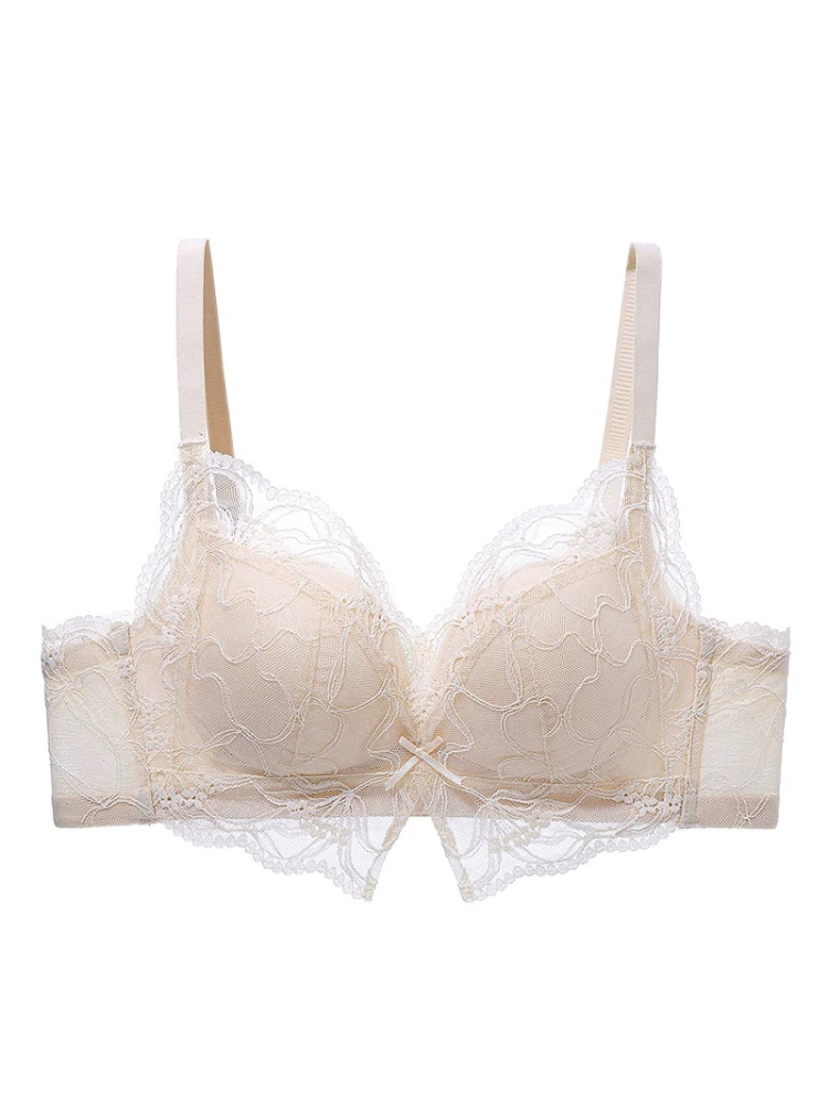 【ノンワイヤー盛れる】下厚パッド 大人っぽい総レースブラ&ショーツ