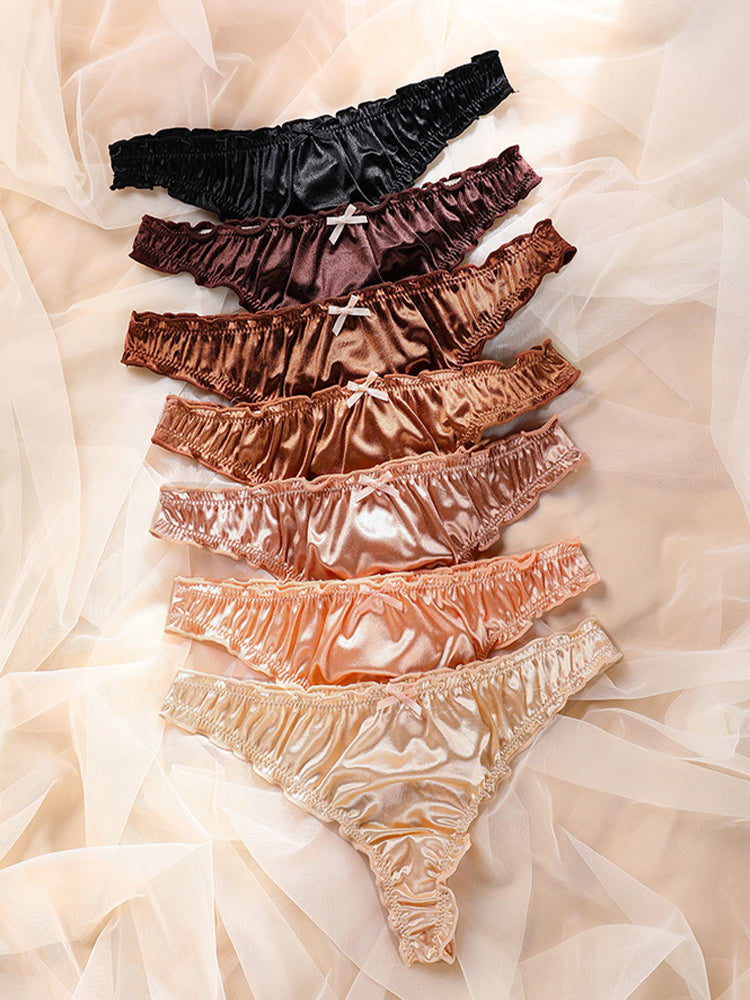 【在庫処分】シルク質感 フリルTバック