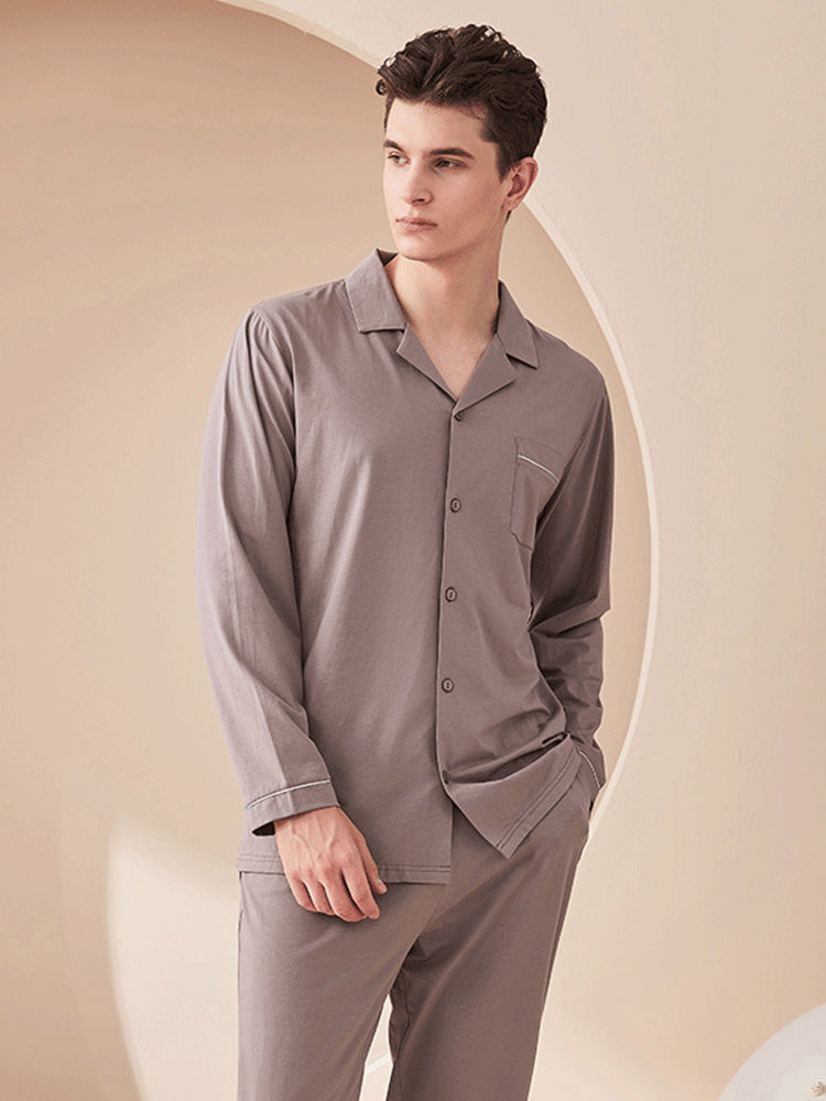 ボタン開閉 長袖エコパジャマ