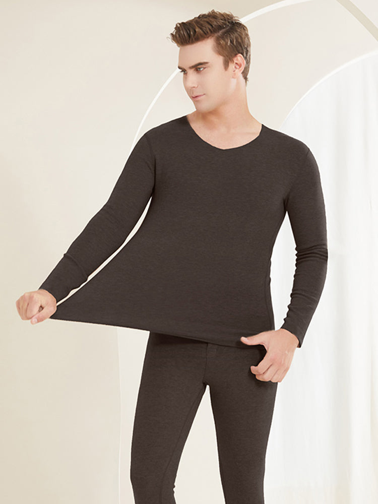 【在庫処分】【裏地ウール&マルベリーシルク素材】-10℃まで使える あったかインナー(トップスとボトムス2点セット)