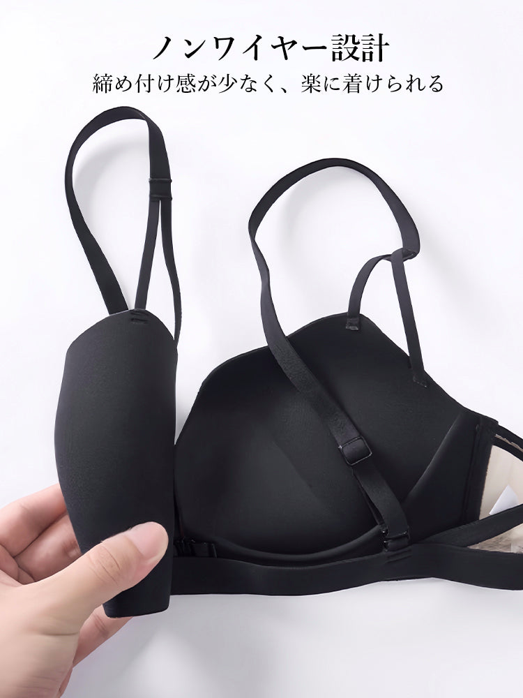 【ノンワイヤー】フロントホックブラジャー 自胸で谷間メイク